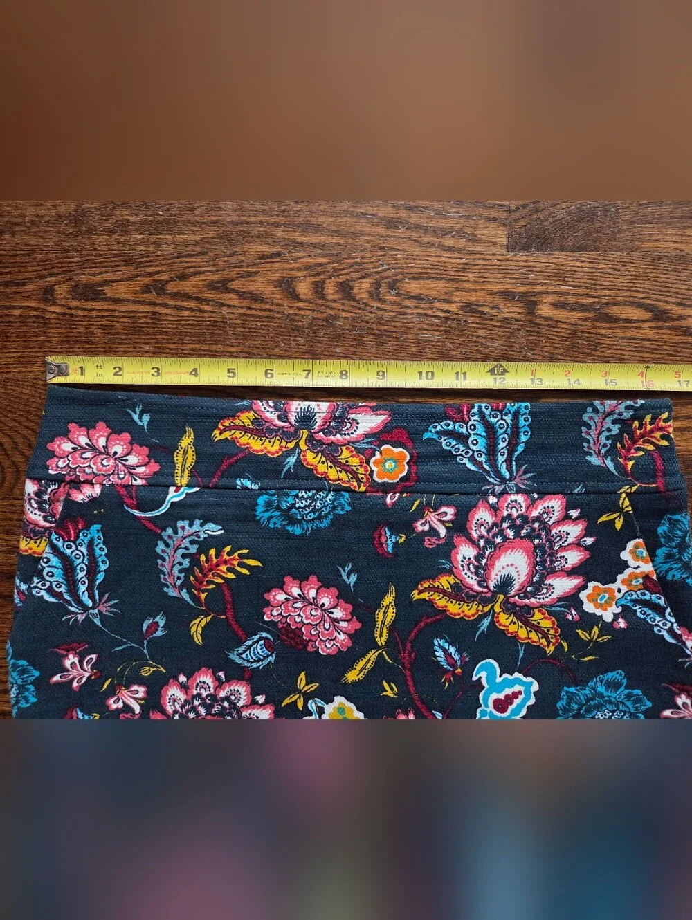LOFT Jacobean Floral Pencil Skirt Deep‎ Teal/Navy
